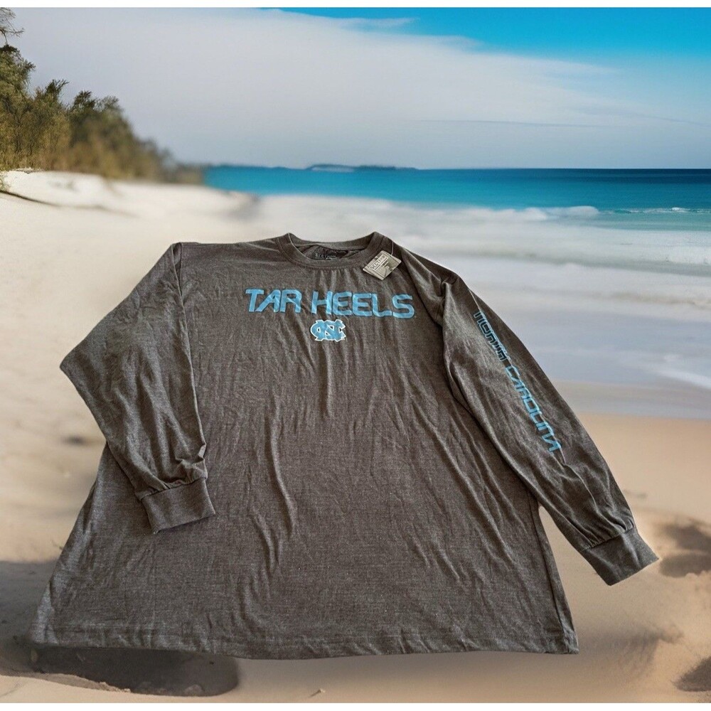 TAR HEELS UNC NORTH CAROLINA LS T-Shirt Section Majestic Dark Gray Size 2XL NWT